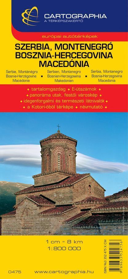 SZERBIA, MONTENEGRO, BOSZNIA-HERCEGOVINA, MACEDÓNIA AUTÓTÉRKÉP - CART. - \"SC\"