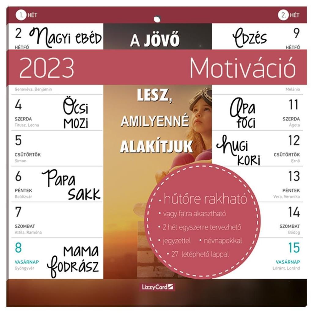 MOTIVÁCIÓ HŰTŐMÁGNESES NAPTÁR - 2 HETI - 2023