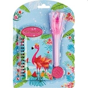 NAPLÓ CENTRUM 12X8 CM FLAMINGÓ KORONÁS-TOLLAS TOLLAL, VONALAS