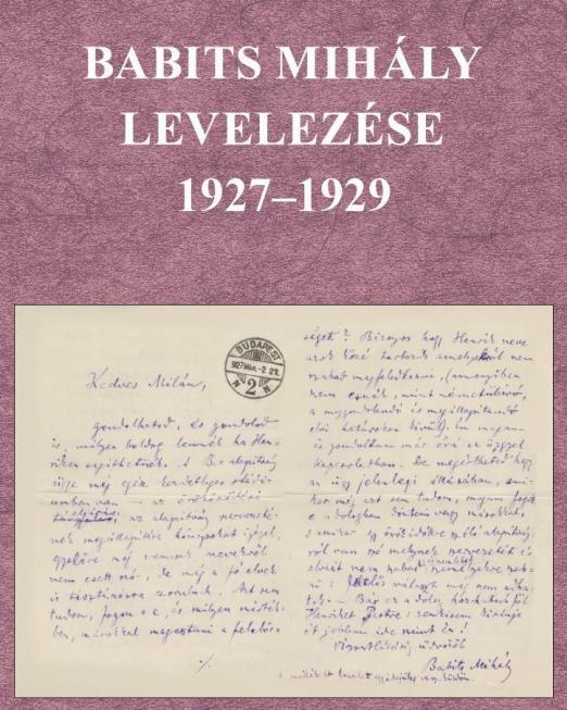 BABITS MIHÁLY LEVELEZÉSE 1927-1929