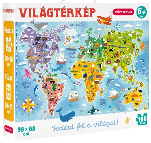 VILÁGTÉRKÉP - FEDEZD FEL A VILÁGOT! PUZZLE (168DB-OS)