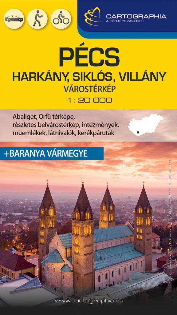 PÉCS - HARKÁNY, SIKLÓS, VILLÁNY VÁROSTÉRKÉP (+BARANYA VÁRMEGYE TÉRKÉPE)