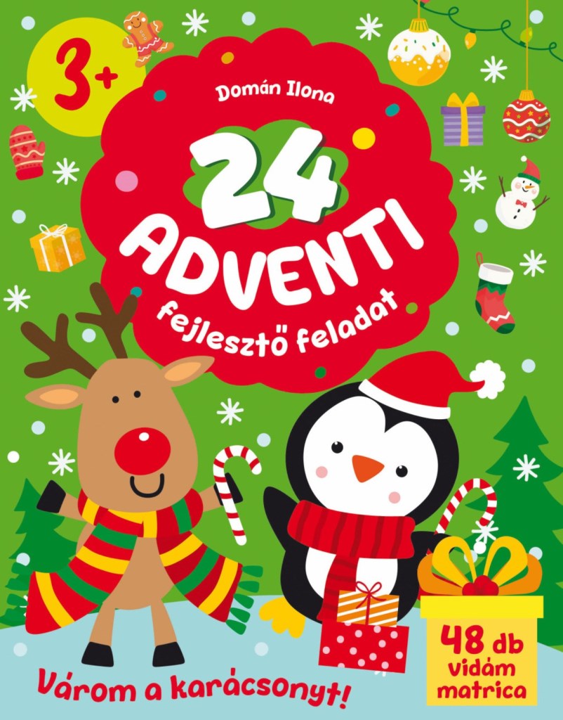 24 ADVENTI FEJLESZTŐ FELADAT - VÁROM A KARÁCSONYT! 48 DB VIDÁM MATRICA