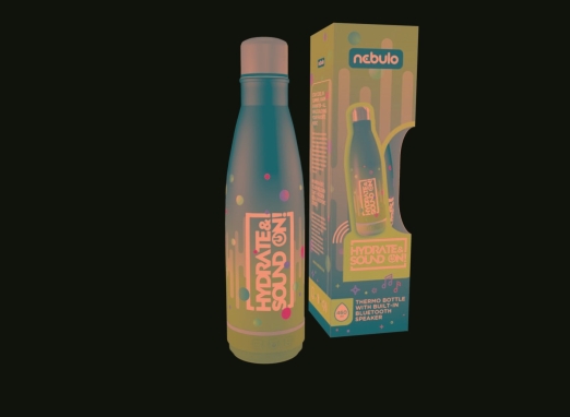 THERMO KULACS 460ML BEÉPÍTETT BLUETOOTH HANGSZÓRÓVAL, FEKET-TÜRKIZ, NEBULO