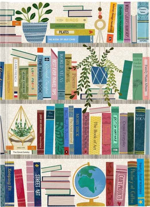 FLAME TREE A5 VONALAS NOTESZ: BOOKSHELVES