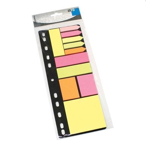 ÖNTAPADÓS JEGYZETTÖMB SZETT INFO NOTES 315X120 MM VEGYES SZÍNEK GYŰRŰS BETÉTEN